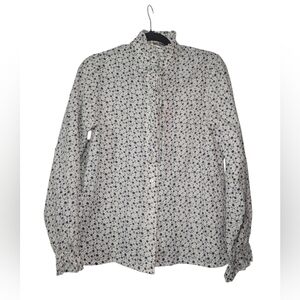 Vintage Blue and White Casual Button Down Shirt with Relaxed Fit